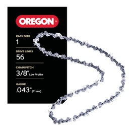 Oregon Chainsaw Chain 3/8" LP Pitch, .043" (1.1 mm) Gauge for 16" (40cm) Bar, 56 Drive Links – Low-kickback Replacement Saw Chain, Fits Greenworks, Makita, Ego, Dewalt and more