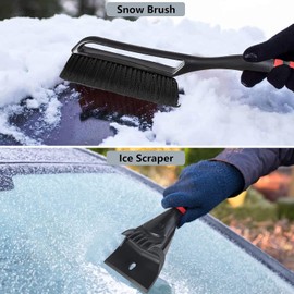 FOVAL 27" Ice Scraper Snow Brush (3 Pack), Wider Snow Scraper(4.73" Width) Snow Removal Car Brush with Comfortable Foam Grip for Cars, Trucks, SUVs, Windshield, Window - Winter Tool