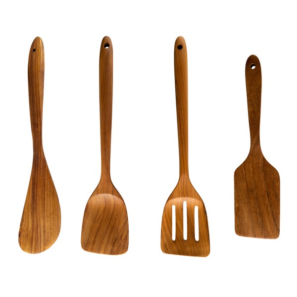 CCcollections Wooden Kitchen Utensil Set | Premium Cookware Teak Utensils