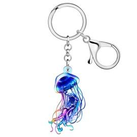 BAMAY - Llavero colorido de medusas para coche, llavero de anime, joyería de pulpo para mujeres y niñas, regalos de verano, Medusa Azul 213, M
