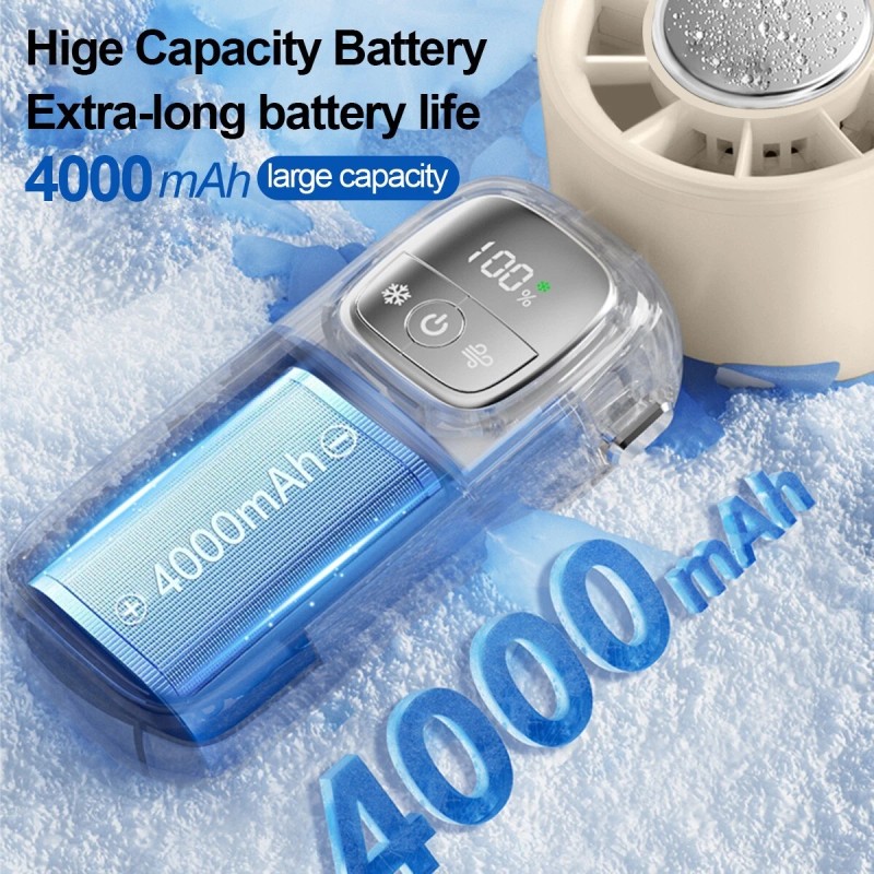 Portable Handheld Turbo Fan 5 Speeds Adjustable Rechargeable 4000mAh Cooling