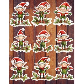 Unbranded Drawn Christmas Elf Die Cut Vinyl Stickers Set Scrapbooking Laptop Waterbottle