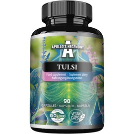 Tulsi Holy Basil 500 mg - Extract at 5% Ursolic Acid - 90 Vegan Capsules - 90 Days Supply - Stress Resilience Support - by Apollo's Hegemony