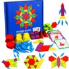 155 Pcs Wooden Pattern Blocks Set - Geometric Shape Puzzle