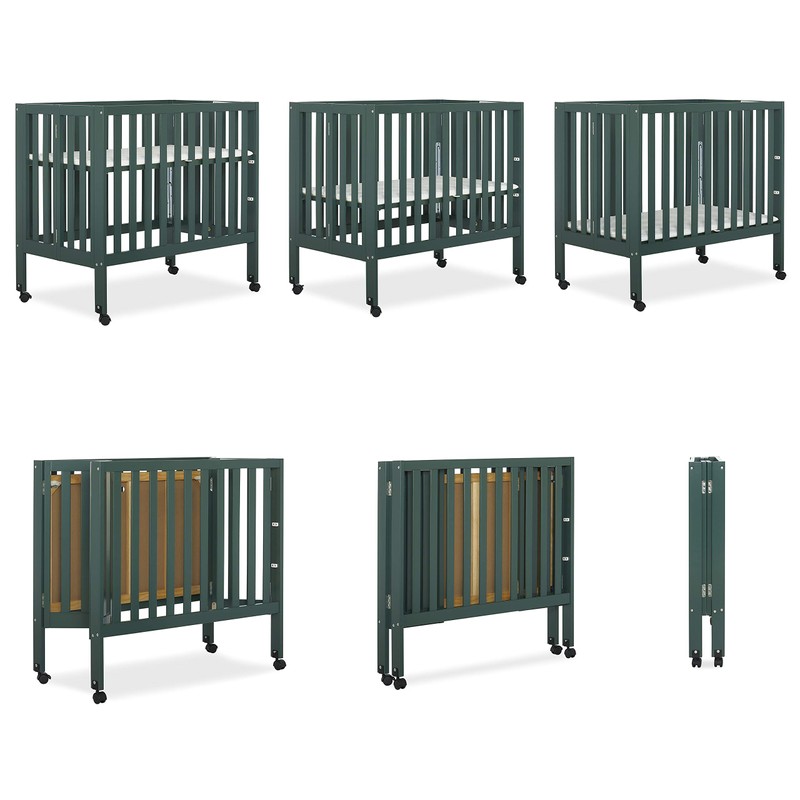 Dream On Me Jett Mini Folding Baby Crib in Olive,