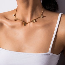 SHERLOVE Dainty Gold Choker Necklace Women Butterfly Choker Necklace 18K Gold Filled NOT Faded Adjustable Tiny Chain Delicate Everyday Jewelry Gold Necklace