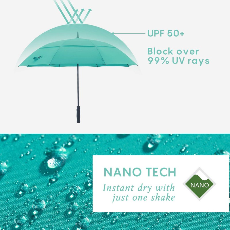 RUMBRELLA Golf Umbrella Windproof Double Canopy UV Umbrella UPF 50+