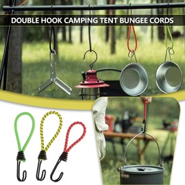 Be In Your Mind 10pcs Bungee Rope with Hooks 16cm Shock Cord Hooks Double Hook Tent Bungee Cords for Hammock Awning Canopy Building (5 Colors)