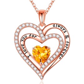 Iefil Jewelry Gifts for Women, November Birthstone Jewelry for Women Anniversary Valentines Day Gifts for Her Mothers Day Birthday Gifts for Mom Wife Daughter Yellow Citrine Necklace