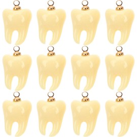 ABOOFAN Tooth Ornament 12Pcs Tooth Shape Pendant Cute Tooth Charms Funny Dangle Charms Statement Jewelry Making Findings for Keychain Earring Necklace Bracelet Making Teeth Jewelry