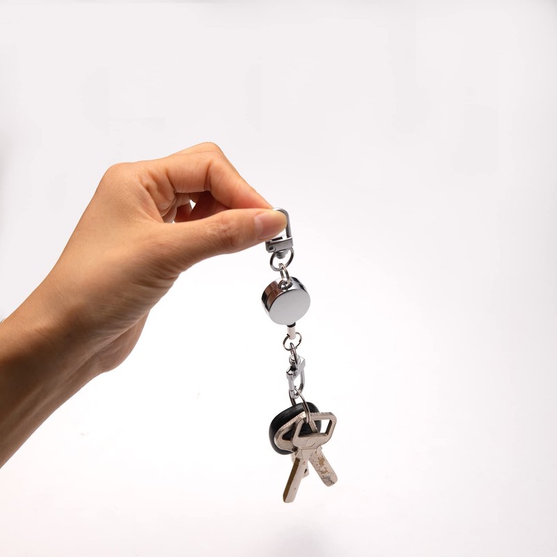 3 Pack Retractable Key Chain Key Ring, Zinc Alloy Metal