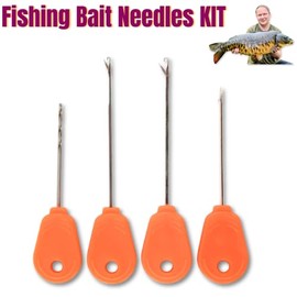 EUROKAN TACKLE 4PCS Gated Boilie Baiting Needle Set with Drills – Ideal for Carp Fishing Hair Rigs