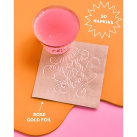 xo, Fetti Servilletas de despedida de soltera – 50 unidades | Servilletas de cóctel de 3 capas de oro rosa de 5 x 5 pulgadas, decoraciones de fiesta de bach, regalo de despedida de soltera