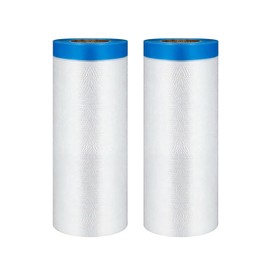 SUPEKOOE Pre-Taped Masking Film for Painting (2 Rolls) - 59 in x 66 Ft Painters Plastic Sheeting with Tape, Plastic Drop Cloth for Car, Wall, Floor, Window, Furniture Protection