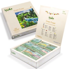 Lazika Herbal Tea Variety Pack, Green Power Tea Assortment, Tea Sampler Gift Set, Assorted Tea Variety Pack with Pyramid Tea Bags, Herbal Teas, Tea Gift Set, 54 Counts