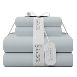 SUPREME ELEGANCE King Soft Gray 100% Cotton Sheet Set, Lightweight & Breathable, 4Pc Cool & Crisp Percale Bedding Set with Deep Pocket (1 Flat Sheet, 1 Fitted Sheet, 2 Pillowcases)