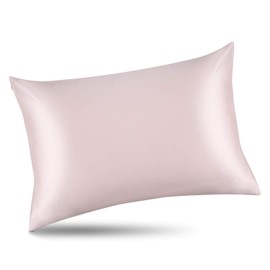 ALASKA BEAR 200% Good for You Silk Pillowcase for Hair and Skin Care Soft Pillow Case with Random Color Scrunchie Gift Set Standard (1pc, Pale Pink)