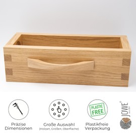 JOWE Set of 4 furniture handles made of lacquered oak, including screws, wooden drawer handle, length 17.5 cm, drilling distance 12.8 cm