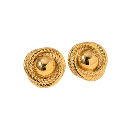 Statement Chunky Gold Earrings for Women Elegant Round Rope Disc Stud Earrings Geometry Vintage Earrings, Alloy Steel, No Gemstone