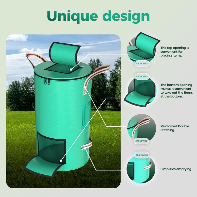 SPONDWILD Compost Bins Outdoor 32 Gallon Reusable Garden Yard Waste