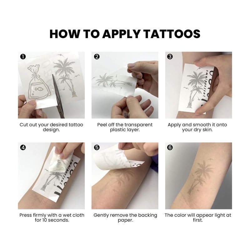 Tattoo Tech, 2 Sheets Tiny Semi Permanent Tattoo, Lasts 7-15
