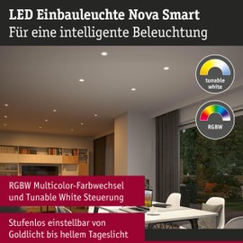 Paulmann Nova Coin 92438 LED Recessed Light Round 84 mm 50° RGBW+ 6 W 500 lm 230 V White Matt Aluminium Die-Cast