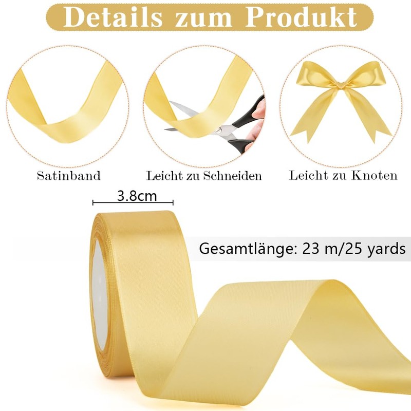 30 Yards Gold Satin Ribbon 1 1/2inch, Craft Fabric Ribbon