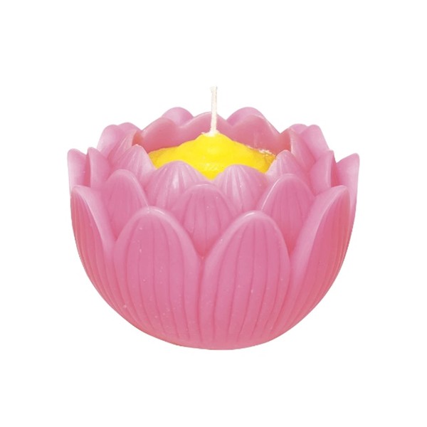 Marues Lotus Candle, Large, 24 Hours, Long Time, Lotus Pink, Boxed, Obon Buddhist Altar, Approx. 3.5 x 3.5 x 2.6 inches (9 x 9 x 6.5 cm)