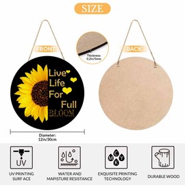 Beabes Welcome Wreath Sign Live Life for Full Bloom 12 Inch Farmhouse Front Porch Decor Door Hanging Hanging Door Wall Sign