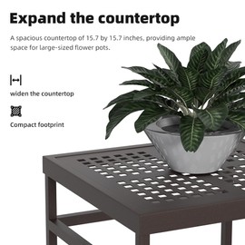 DHYGOTFUR Plant Stand - Indoor/Outdoor Extra-Sturdy 23" tall Aluminum Plant Stand – Ideal for Patios, Gardens, Living Room Decoration (Brown)