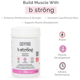 B Ströng Creatine for Women by Aeryon Wellness | Supports Muscle Development, Muscle Recovery, and Athletic Performance | Creatine Monohydrate Powder (150g, 30 servings)