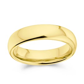 Plain Simple Dome Couples Titanium Wedding Band Polished Ring for Men for Women Comfort Fit Gold Tone 5MM