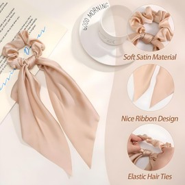 MOTIBACK 6 PCS Silk Scrunchies with Elegant Hair Bows Premium Satin Hair Bands for Women Soft Knotted Bow Hair Ties Luxurious Hair Accessories for Women