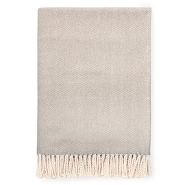 SFERRA Celine Herringbone, 100% Cotton Throw Blanket - Mushroom