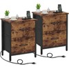 Vagusicc Nightstand Set of 2 with Charging Station, End Table
