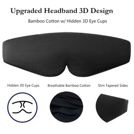 100% Blackout Eye Mask Cotton for Sleeping Alaska Bear Organic Bamboo Sleep Mask for Women Men Home/Travel/Yoga 0 Eye Pressure, Naturally Hypoallergenic & Breathable, Includes Earplugs Set