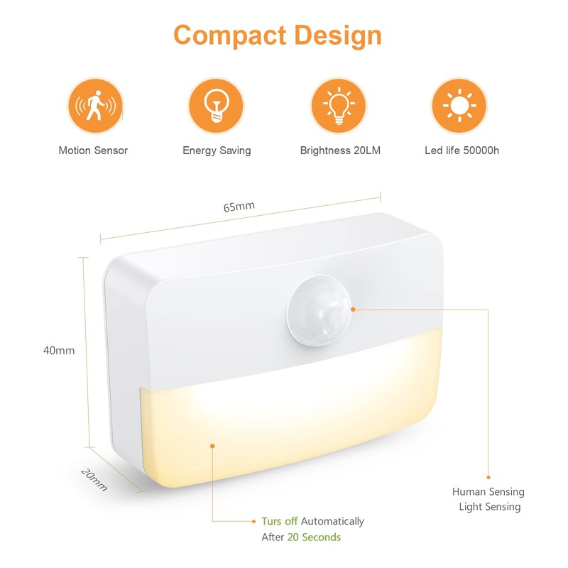 【4 Pack】 Motion Sensor Night Light, Stick-On Motion Sensor Lights