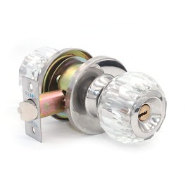 NUZAMAS Door Locks with Glass Crystal Knob, Key Locking Door Lock Set, Interior Exterior Door Knobs, Bedroom, Kitchen, Bathroom, Laundry Room Doors -White