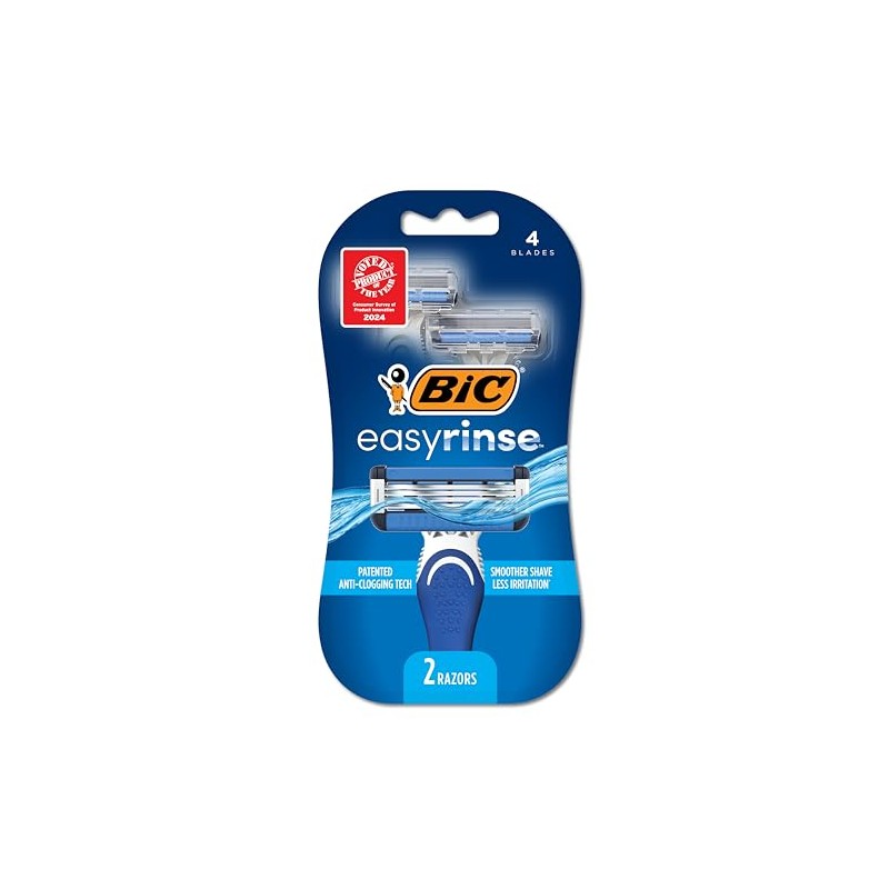 BIC EasyRinse Anti-Clogging Men's Disposable Razors for a Smoother Shave