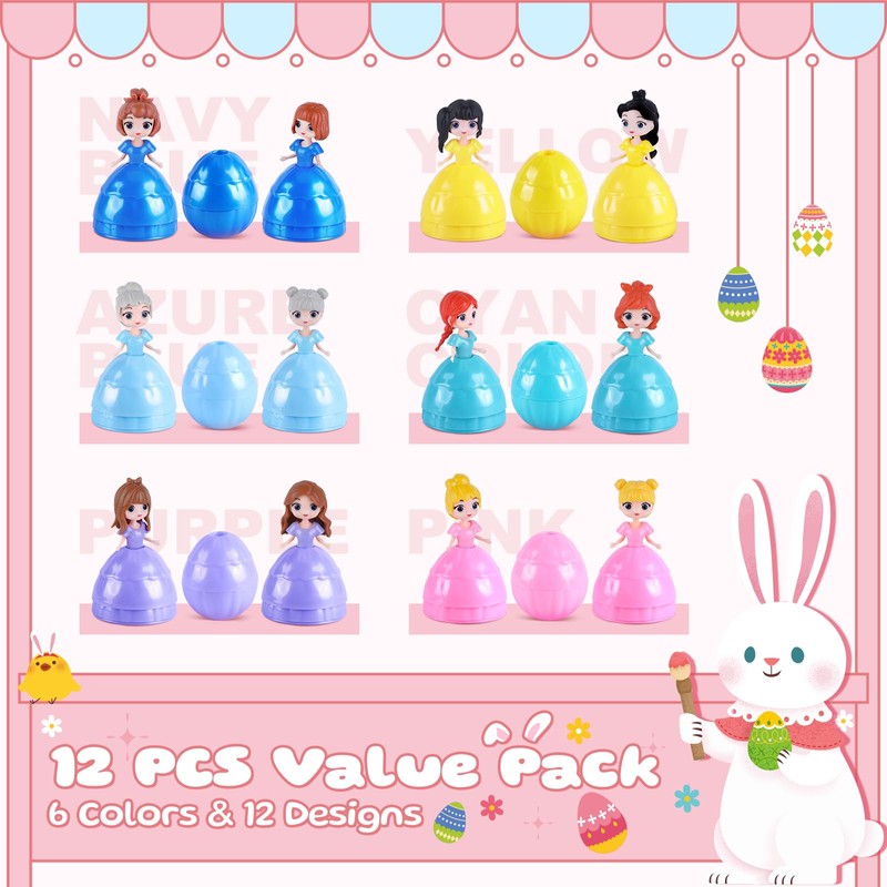 Konijiwa Easter Gifts for Kids, 12 Piece Prefilled Easter Egg,Perfect