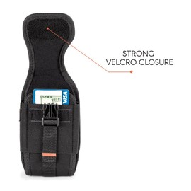 AGOZ Carrying Case for LG Rebel LTE L43AL L44VL, Heavy Duty Rugged Canvas Vertical Holster Pouch Cover with Metal Clip, Belt Loops, Card Slot & Front Buckle Clip