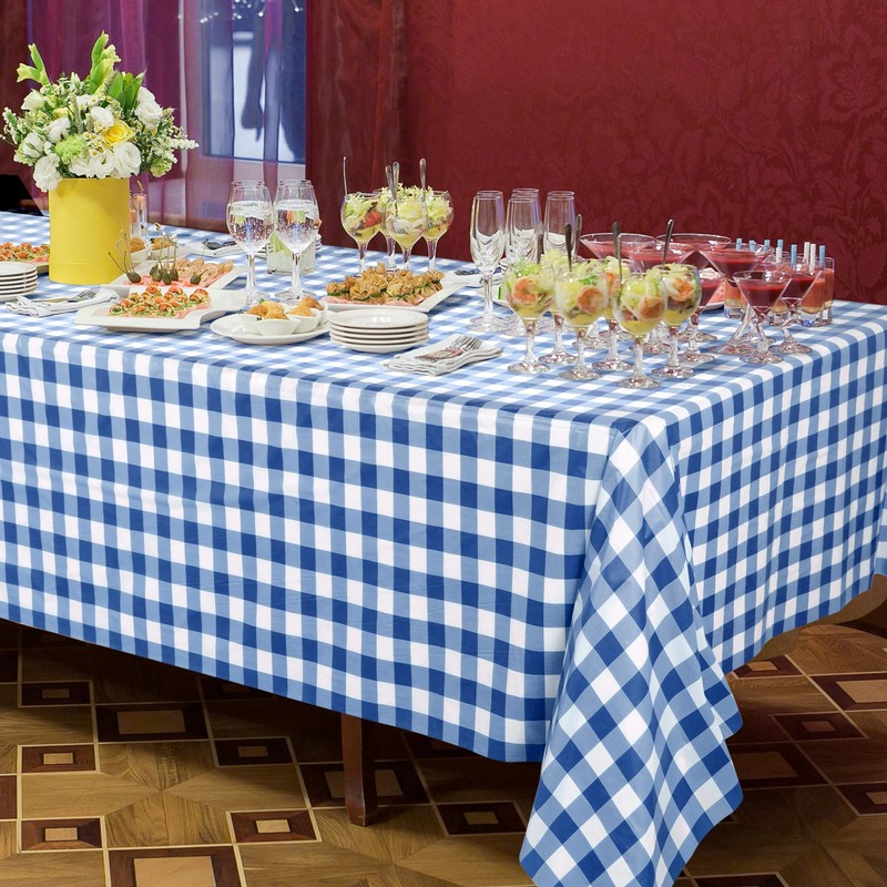 Kochorie 54 Inch x 300 Ft Blue Checkered Plastic Table