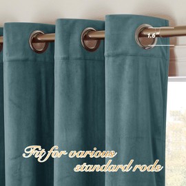 NICETOWN Greyish Blue Velvet Curtains, Velvet Drapes, Media Movie Theater Room Decor, Heavy Matt Drapes/Window Treatments with Grommet Top for Patio Door (Set of 2, W52xL96 inches)