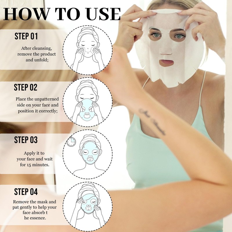 12 Stück Tuchmasken Set,Daily Care Gesichtsmasken,Hautpflege Feuchtigkeitsspendende Masken für verschiedene