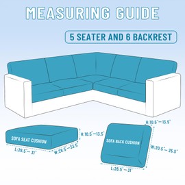 HDCAXKJ Waterproof Sectional Couch Cushion Covers 11 Pieces Stretch Jacquard L Shaped Corner Sofa Slipcover Back Cover Soft Sofa Seat Cushion Covers for Dogs Pet (5 Seater and 6 Backrest, Black)