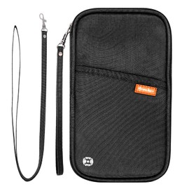 RFID Blocking Family Passport Wallet Holder Waterproof, Travel Document Organizer Credit Card Clutch Bag for Men Women (Black)