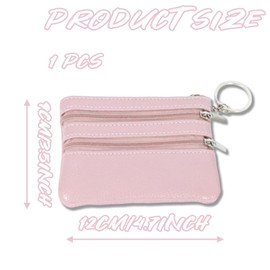 Aiailikill Small Purse for Women with Card Holder & Coin Purse, Pink Travel Money Bag, Zip Closure Compact Wallet for Cards Keys Coins (12x9x1cm PU Leather)