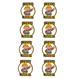 PUGAILA 8 PCS Hard Hat Stickers Funny,Can We Fix It? No,It's ed.Cute Cartoon Hard Hat Stickers for Builder, Hard Hat Stickers For Men Dirty, Mechanic Stickers, Hard Hat Stickers Electrician (3in-B)