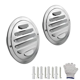 MARRTEUM Stainless Steel Air Vents, 3 Inch Louver Grille Cover Wall-Mounted Vent Cover with Built-in Fly Screen Mesh - 2 Pack