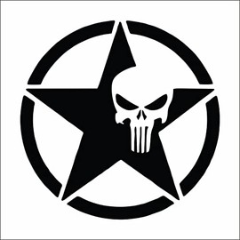 AMA shop PRESPACED SKULL STAR MILITARY PVC sticker for Wall Decal Car Motorcycle Helmet Camper
